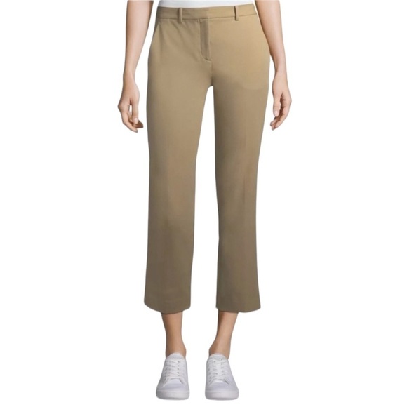 Theory Hartsdale Cropped Ankle Khaki Tan Pants Size 4 Career Office Neutral - Picture 1 of 16